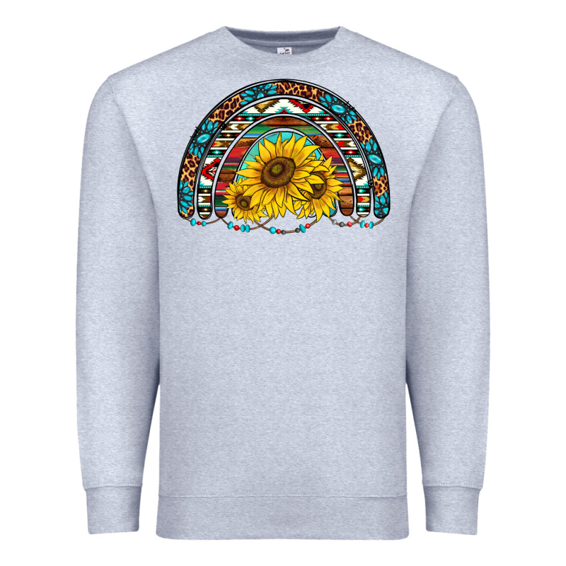 Western Sunflowers Aztec Leopard Serape  Rainbows Premium Sweatshirt by AdoDesignShop | Teevron