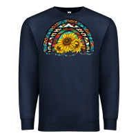 Navy western sunflowers aztec leopard serape  rainbows Premium Sweatshirt - AdoDesignShop