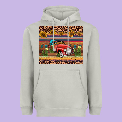 Truck Sunflower Leopard Heavyweight Hoodie Designed By Adodesignshop