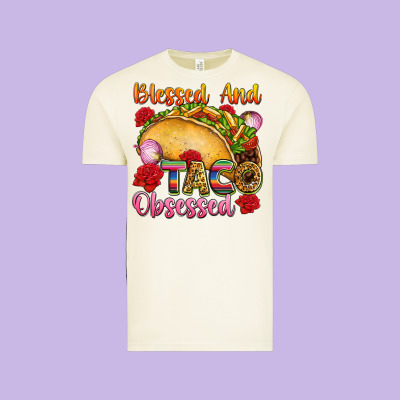 Blessed And Taco Obsessed Mexico Vintage Tee Designed By Fadigitalartstudio