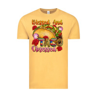 Vintage Mustard Blessed and taco obsessed Mexico Vintage Tee - FaDigitalArtStudio