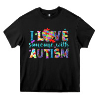Black I love someone with Autism Heavy Core Tee - NancyCooperArtShop