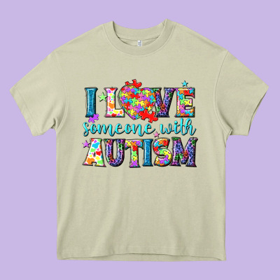 I Love Someone With Autism Heavy Core Tee Designed By Nancycooperartshop