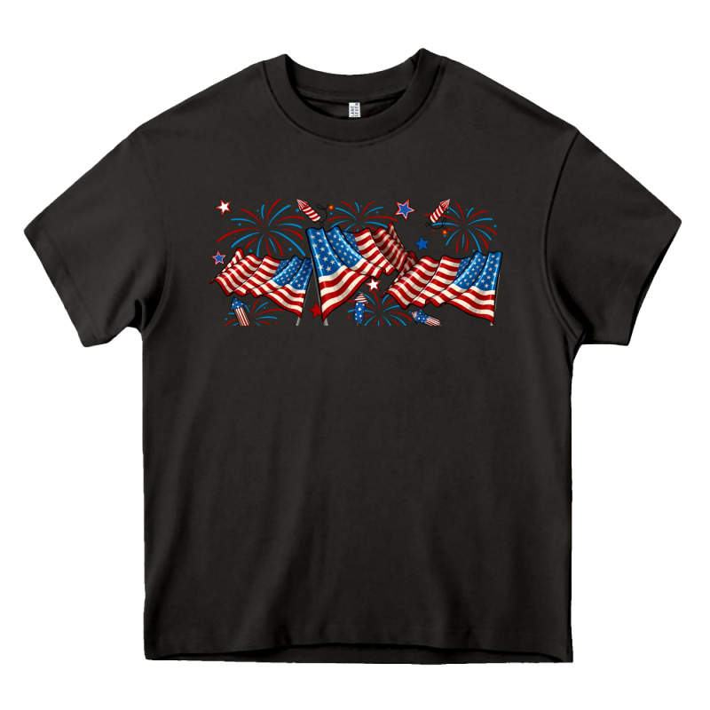 Fourth Of July American Flag Heavy Core Tee by RanaPortraitStore | Teevron