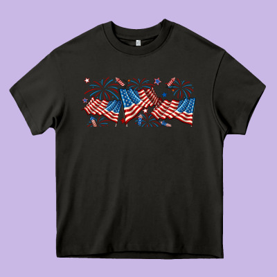 Fourth Of July American Flag Heavy Core Tee Designed By Ranaportraitstore