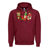Burgundy strawberry coffee cups Zipper Hoodie - AdoDesignShop