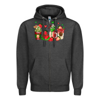 Charcoal Heather strawberry coffee cups Zipper Hoodie - AdoDesignShop