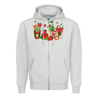 Dove Grey strawberry coffee cups Zipper Hoodie - AdoDesignShop