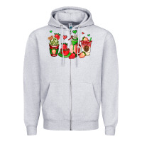 Heather Grey strawberry coffee cups Zipper Hoodie - AdoDesignShop