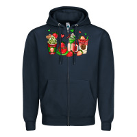 Navy strawberry coffee cups Zipper Hoodie - AdoDesignShop