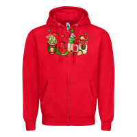 Red strawberry coffee cups Zipper Hoodie - AdoDesignShop