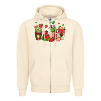 Sandshell strawberry coffee cups Zipper Hoodie - AdoDesignShop