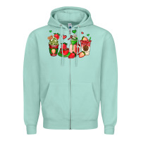 Seafoam strawberry coffee cups Zipper Hoodie - AdoDesignShop