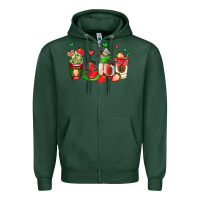 Sports Green strawberry coffee cups Zipper Hoodie - AdoDesignShop