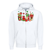 White strawberry coffee cups Zipper Hoodie - AdoDesignShop