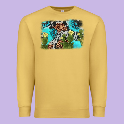 Cactus Gemstone Background Premium Sweatshirt Designed By Adodesignshop