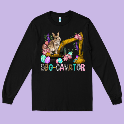 Egg Cavator Easter Long Sleeve Tee Designed By Bundleandbundleshop