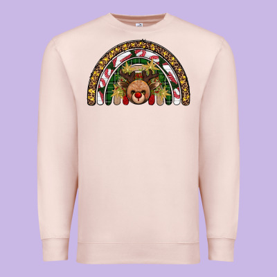 Reindeer Rainbow Christmas Premium Sweatshirt Designed By Adodesignshop