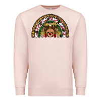 Pale Pink reindeer rainbow christmas Premium Sweatshirt - AdoDesignShop