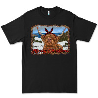 Black merry christmas highland cow with farm Premium Tee - RanaPortraitStore