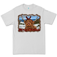 Dove Grey merry christmas highland cow with farm Premium Tee - RanaPortraitStore