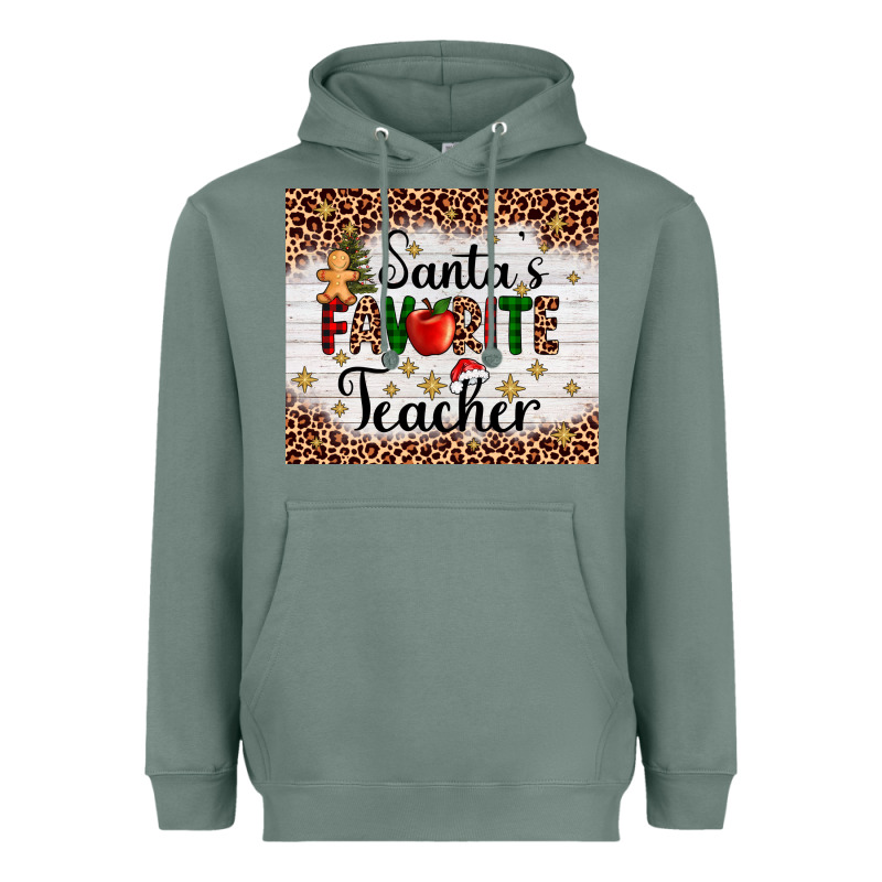 Santa's Favorite Teacher Heavyweight Hoodie by AdoDesignShop | Teevron