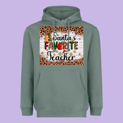 Santa's Favorite Teacher Heavyweight Hoodie Designed By Adodesignshop