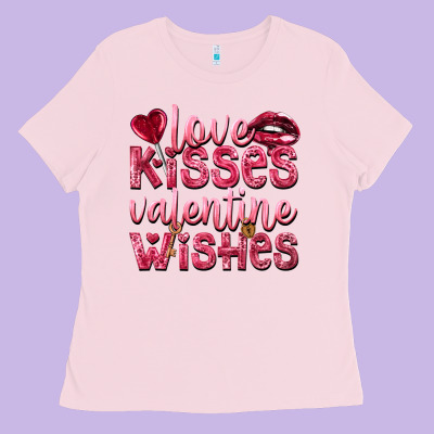 Love Kisses Valentine Wishes Valentine's Day Ladies Tee Designed By Howdyjamesfarm
