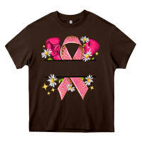 Chocolate Brown Personalized Breast Cancer ribbon Heavy Core Tee - NancyCooperArtShop
