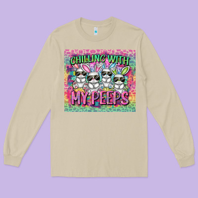 Chilling With My Peeps Long Sleeve Tee Designed By Fadigitalartstudio