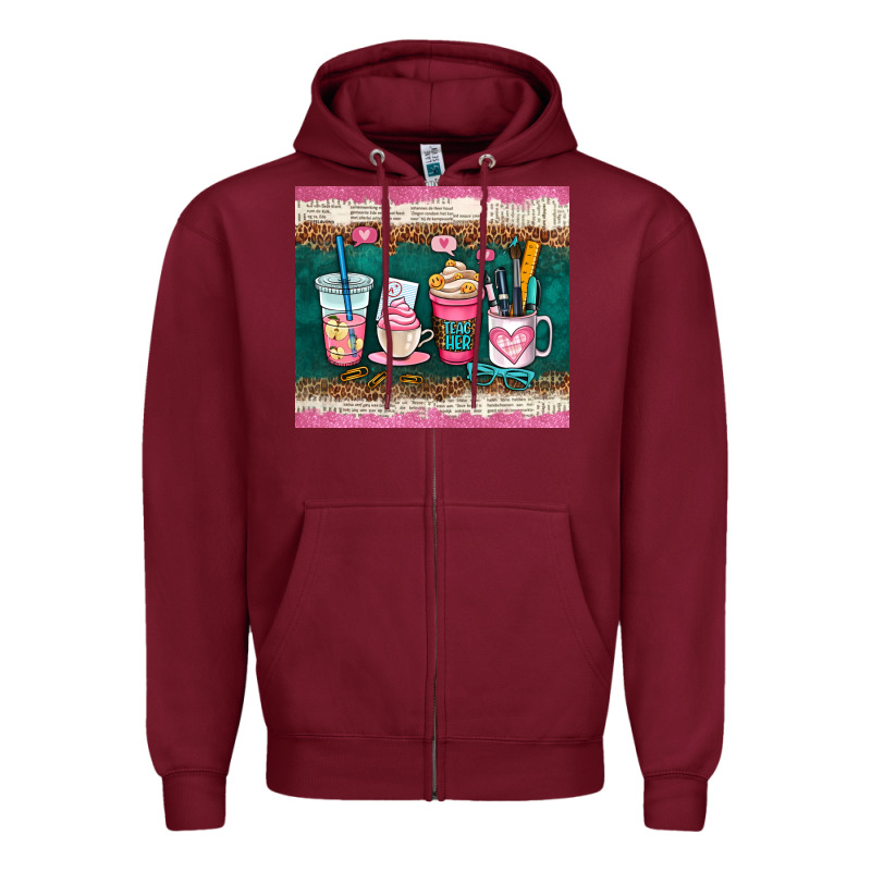 Teacher Coffee Cups Zipper Hoodie by AdoDesignShop | Teevron