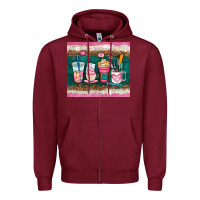 Burgundy teacher coffee cups Zipper Hoodie - AdoDesignShop