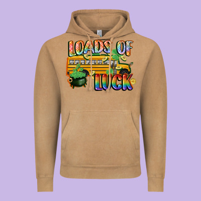 Loads Of Luck With School Bus St. Patrick's Day Vintage Hoodie Designed By Fadigitalartstudio