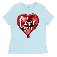 Baby Blue I love you heart balloon Valentine's Day Ladies Tee - HowdyJamesFarm