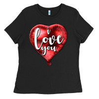 Black I love you heart balloon Valentine's Day Ladies Tee - HowdyJamesFarm