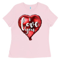 Bubblegum Pink I love you heart balloon Valentine's Day Ladies Tee - HowdyJamesFarm