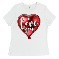 White I love you heart balloon Valentine's Day Ladies Tee - HowdyJamesFarm