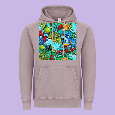 Boy Child Coffee Cup And Teddy Bear With Thunderbolts And Camouflage S Vintage Hoodie Designed By Bundleandbundleshop
