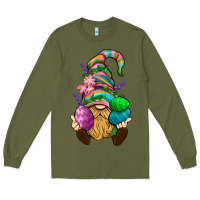 Army Green Easter Holding Eggs Gnome Long Sleeve Tee - BundleAndBundleShop