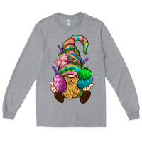 Heather Grey Easter Holding Eggs Gnome Long Sleeve Tee - BundleAndBundleShop