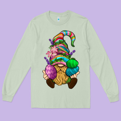 Easter Holding Eggs Gnome Long Sleeve Tee Designed By Bundleandbundleshop