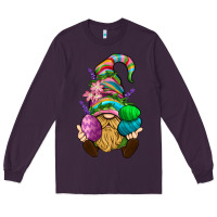 Plum Easter Holding Eggs Gnome Long Sleeve Tee - BundleAndBundleShop