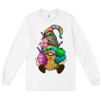 White Easter Holding Eggs Gnome Long Sleeve Tee - BundleAndBundleShop