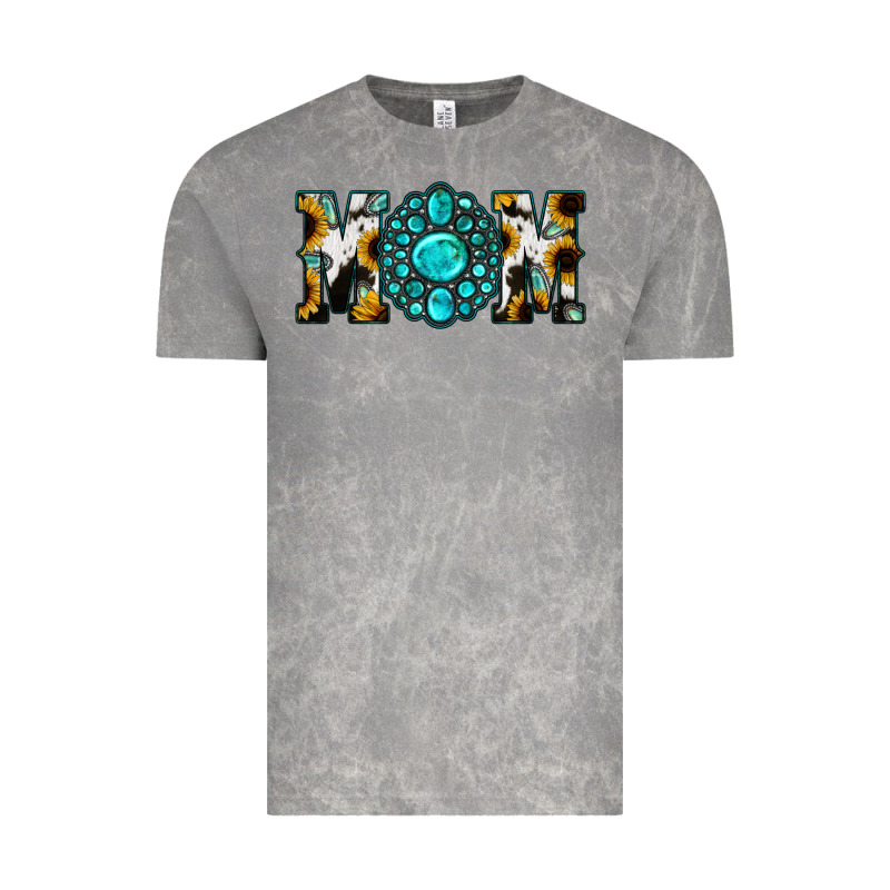 Sunflower Cowhide Turquoise Gemstone Mom Vintage Tee by Jasminsmagicworld | Teevron