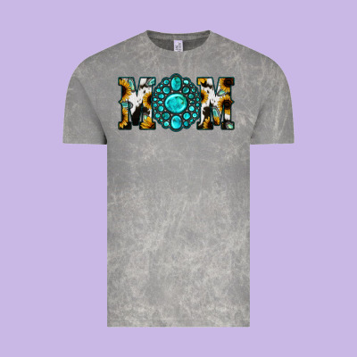 Sunflower Cowhide Turquoise Gemstone Mom Vintage Tee Designed By Jasminsmagicworld