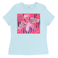 Baby Blue cancer awareness american flag Ladies Tee - CowGirlArtShop