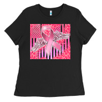 Cancer Awareness American Flag Ladies Tee | Teevron