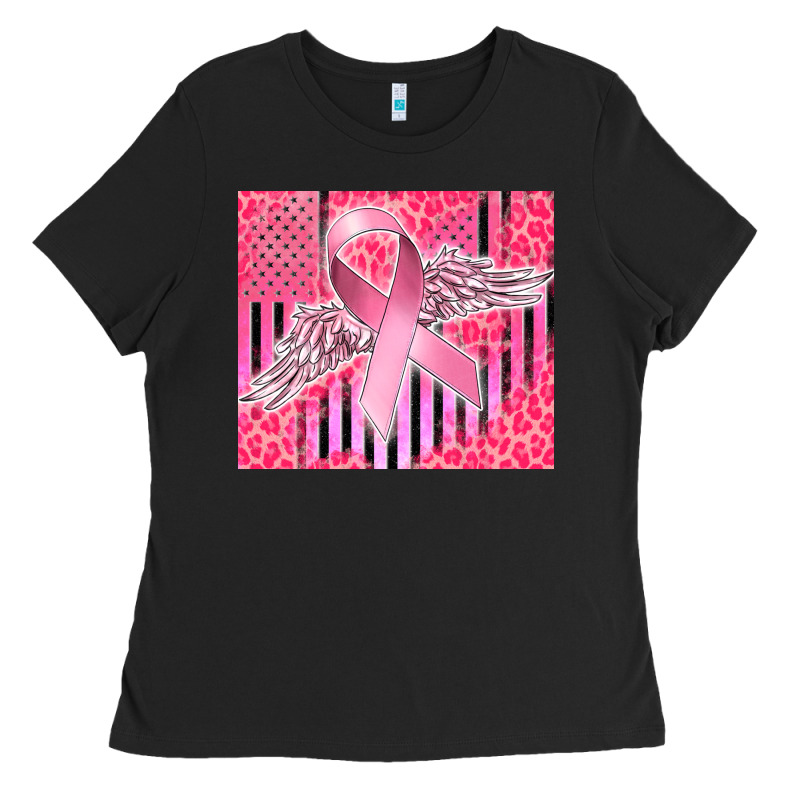 Cancer Awareness American Flag Ladies Tee by CowGirlArtShop | Teevron