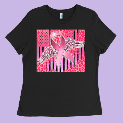 Cancer Awareness American Flag Ladies Tee Designed By Cowgirlartshop