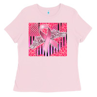 Bubblegum Pink cancer awareness american flag Ladies Tee - CowGirlArtShop